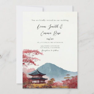 Convite Casamento Tradicional com Paisagem Urbana Coreana