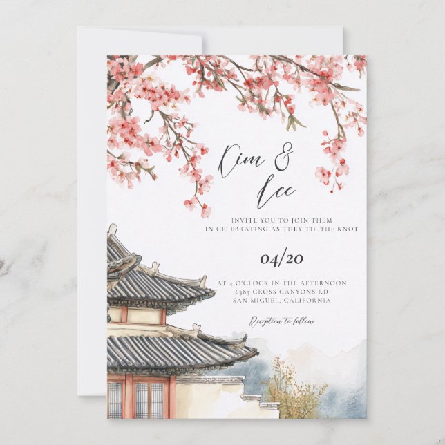 Convite Casamento Tradicional Coreano (Frente)