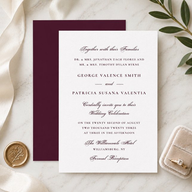 Convite Casamento Tradicional da Borgonha (Criador carregado)