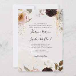 Convite Casamento Tradicional de Aquarela Floral Moderna B