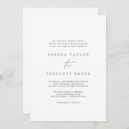 Convite Casamento Tradicional de Caligrafia de Prata Delic