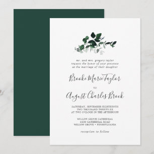 Convite Casamento Tradicional de Emerald Greenery