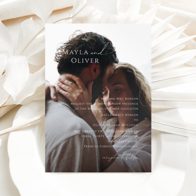 Convite Casamento Tradicional de Fotografias de Script Mín (Criador carregado)