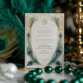 Convite Casamento Tradicional de Peacock Muçulmano