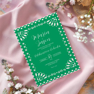 Convite Casamento Tradicional Espanhol em Papel Picado Ver