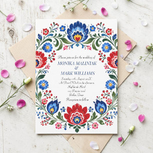 Convite Casamento Tradicional Floral Elegante Folclórico P