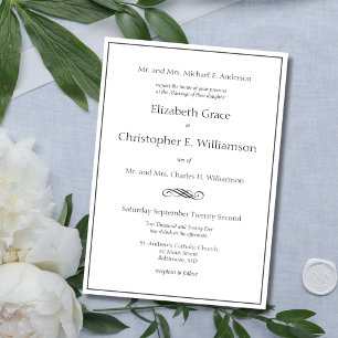 Convite Casamento Tradicional Formal Clássico Ambos os Pai