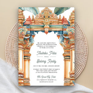 Convite Casamento Tradicional Intrincado Arco Sul Indiano