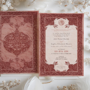 Convite Casamento Tradicional Muçulmano Sienna Ruby Red La