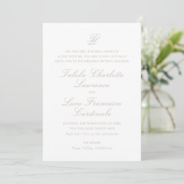 Convite Casamento Tradicional Neutral Elegante Sandy