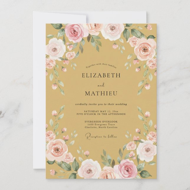 Convite Casamento Tradicional Nobre Dourado (Frente)