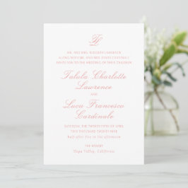 Convite Casamento Tradicional Rosa Coral Elegante