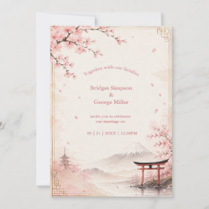 Convite Casamento Tradicional Sakura Monte Fuji Elegância