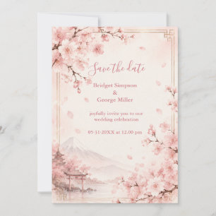 Convite Casamento Tradicional Sakura Monte fuji Elegância