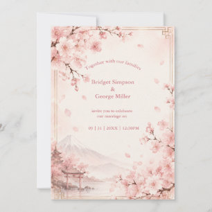 Convite Casamento Tradicional Sakura Monte fuji Elegância