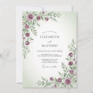 Convite Casamento Tranquilo de Primavera em Tons de Sage R
