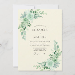 Convite Casamento Tranquilo de Primavera em Verde Hortelã