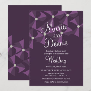Convite Casamento Trevo Roxo Floral Oxalis Moderno