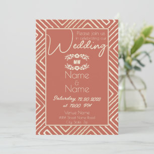 Convite Casamento Tribal African Salmon Orange