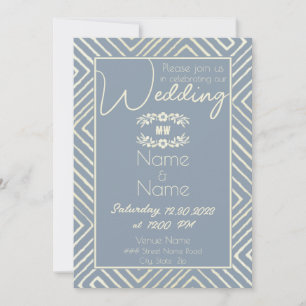 Convite Casamento Tribal Africano Dusty Blue