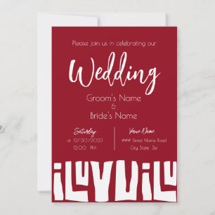 Convite Casamento Tribal Africano Vermelho e Branco