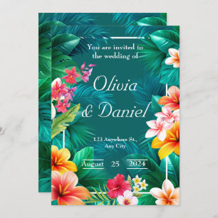 Convite Casamento Tropical Aloha Floral Greenery
