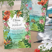 Casamento Tropical Aquarela Pintado à Mão Único