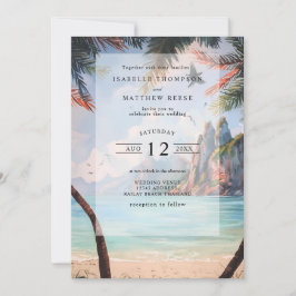Convite Casamento Tropical Beach da Watercolor Thailand