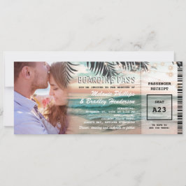 Convite Casamento Tropical Beach de Passagem de Cartaz