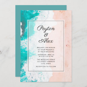 Convite Casamento Tropical Beach Ocean Waves