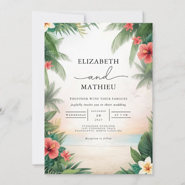 Convite Casamento Tropical Bloom Arch (Frente)