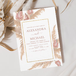 Convite Casamento Tropical Boêmio Boho com Grama das Pampa