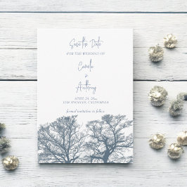 Convite Casamento Tropical Boho de Árvores Azuis