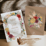 Convite Casamento Tropical Boho Floral Pampas Grass I<br><div class="desc">Este elegante design apresenta várias florais de aquarelas misturadas com folhagem verde e erva de pampas leiteiras em vários tons de vermelho,  pincel,  amarelo e verde. Personalize o convite com seus detalhes e se quiser reorganizar o estilo e posicionamento do texto,  pressione o botão "Clique para personalizar mais".</div>