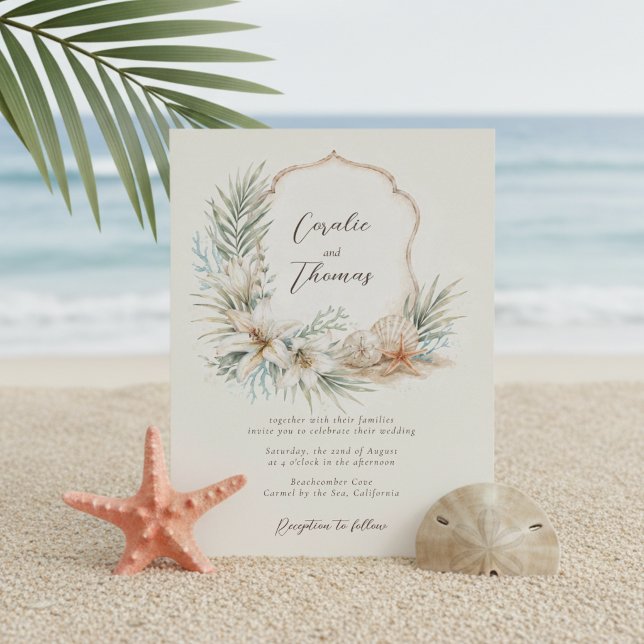 Convite Casamento Tropical Boho na Crista da Praia (Criador carregado)