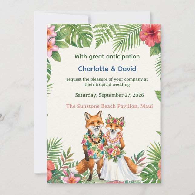 Convite Casamento Tropical – Charlotte & David (Frente)