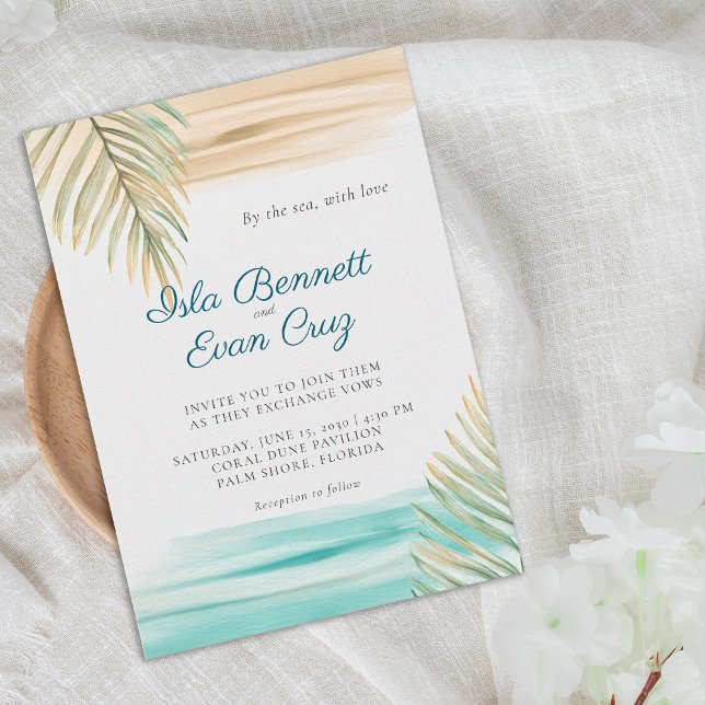 Convite Casamento Tropical com Aquarela em Tons de Verde S (Criador carregado)