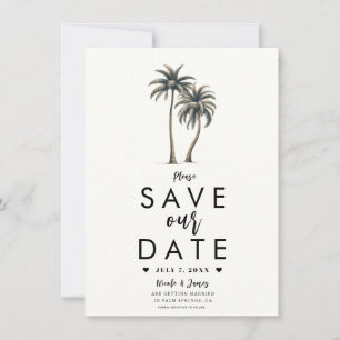 Convite Casamento Tropical com Palmeira na Costa Save the 