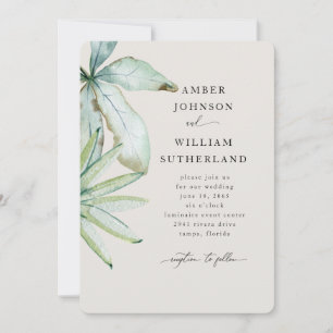 Convite Casamento Tropical Creme Simple Moments