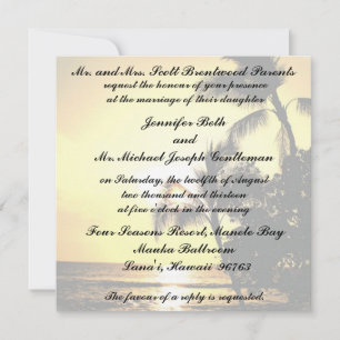 Convite Casamento tropical da linha costeira da praia