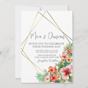 Convite Casamento Tropical de Hibiscus