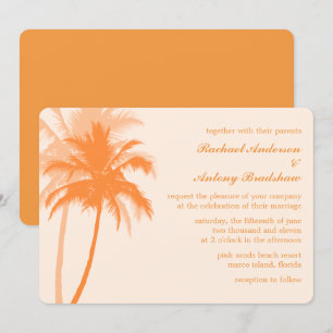 Convite Casamento Tropical de Laranja Palm Trees