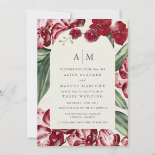 Convite Casamento Tropical de Orquídea nas Ilhas Havaianas