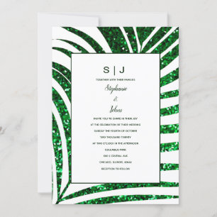 Convite Casamento Tropical de Palm Leaf Emerald Green