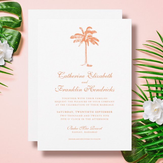 Convite Casamento Tropical de Palmeiras Elegante (Criador carregado)