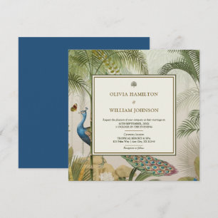 Convite Casamento Tropical de Peacock Pavão Azul Pavão