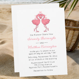 Convite Casamento Tropical de Praia Havaiano Flamingo Rosa