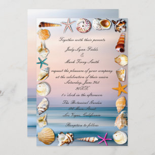 Convite Casamento Tropical De Sandy Beach E Seashells