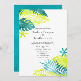 Convite Casamento Tropical de Teal e Lemon