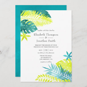 Convite Casamento Tropical de Teal e Lemon